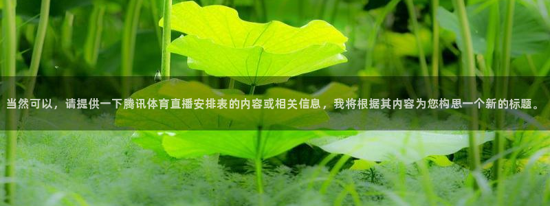 松鼠体育在线直播下载：当然可以，请提供一下腾讯体育直播安排表的内容或相关信息，我将根据其内容为您构思一个新的标题。